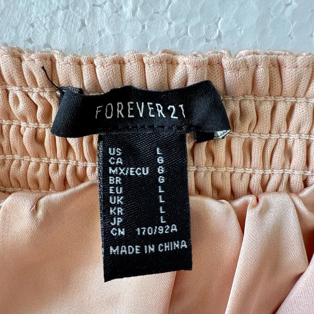 Forever 21 Top Skirt Set Ruched Bodycon Mini Skirt L Peach Blush Hoco Homecoming